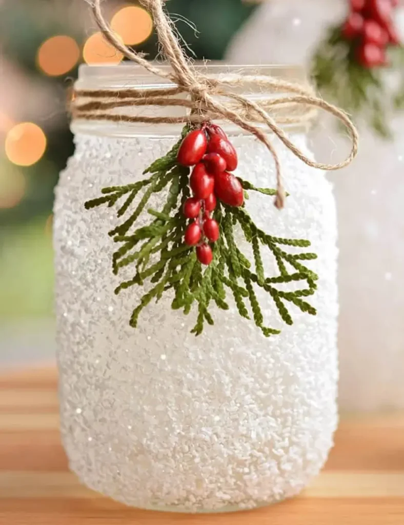 DIY Snowy Mason Jars. Winter Crafts For Kids