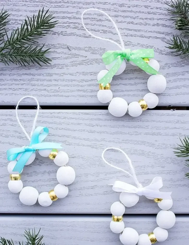 DIY Wood Bead Christmas Ornaments