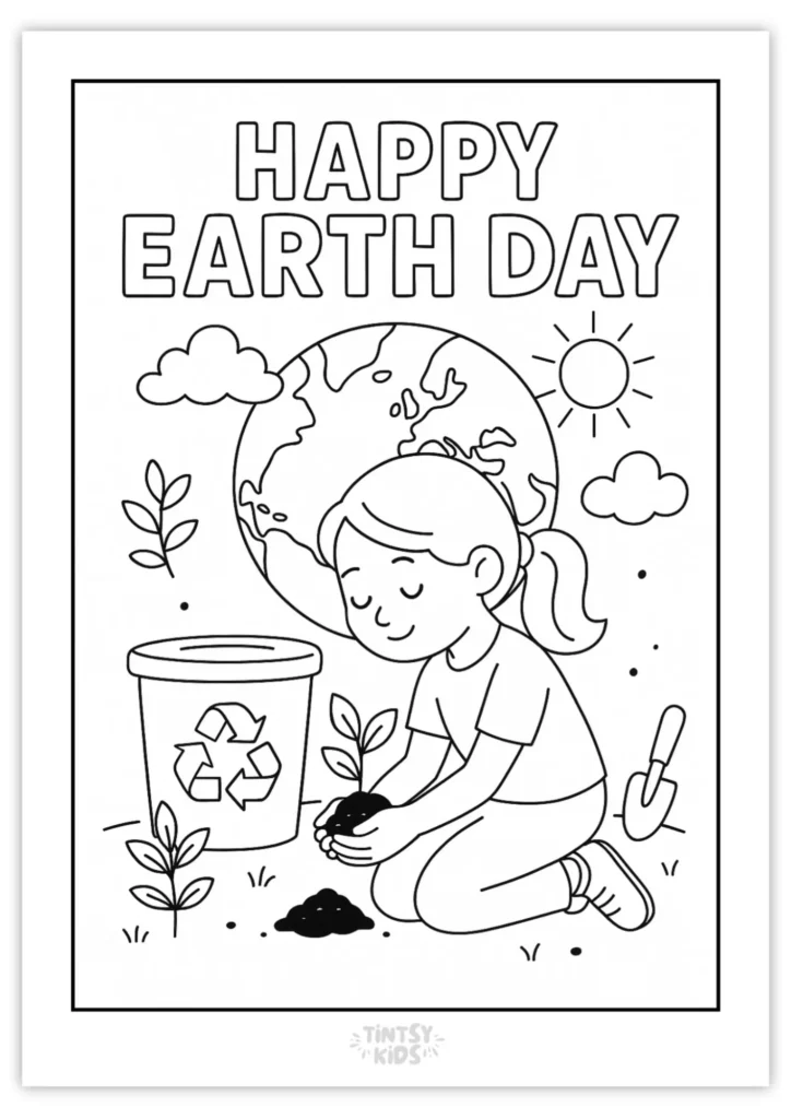 Earth Day Garden Coloring Page