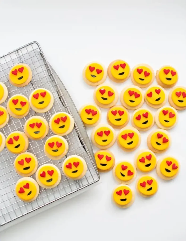 Easy Mini Heart Emoji Sugar Cookies. Valentine’s Day Cookies