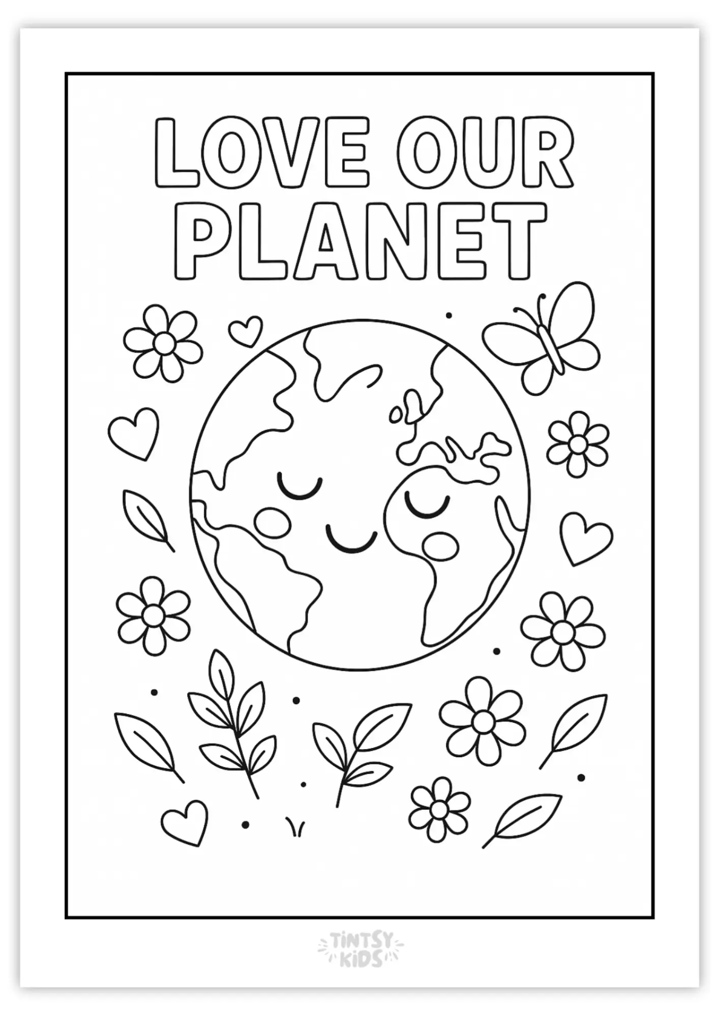 Love Our Planet Earth Day Coloring Page