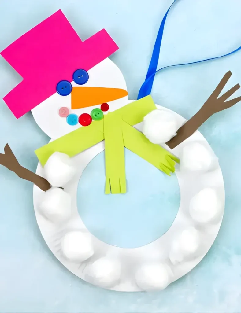 Paper Plate Snowman Wreath