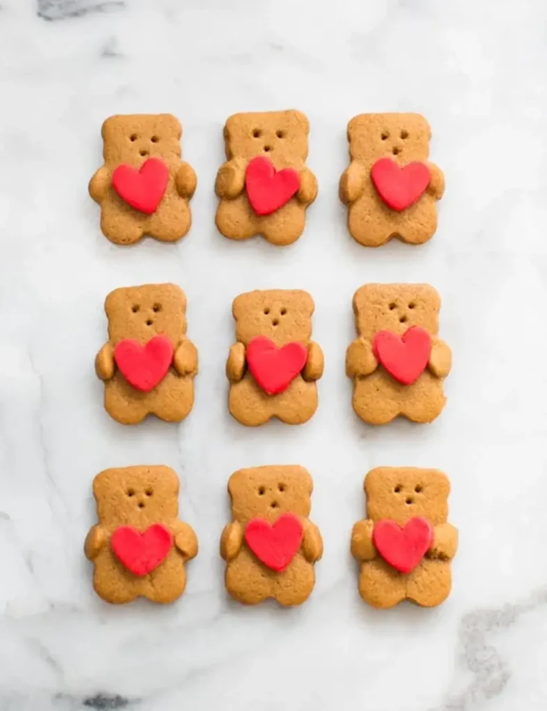 Valentine Bear Holding Heart Cookies