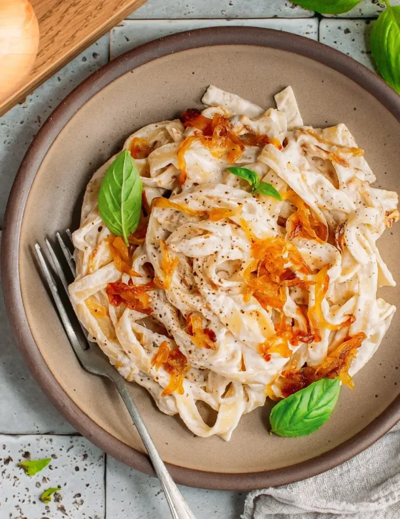 Creamy Caramelized Onion Pasta. vegan pasta recipes