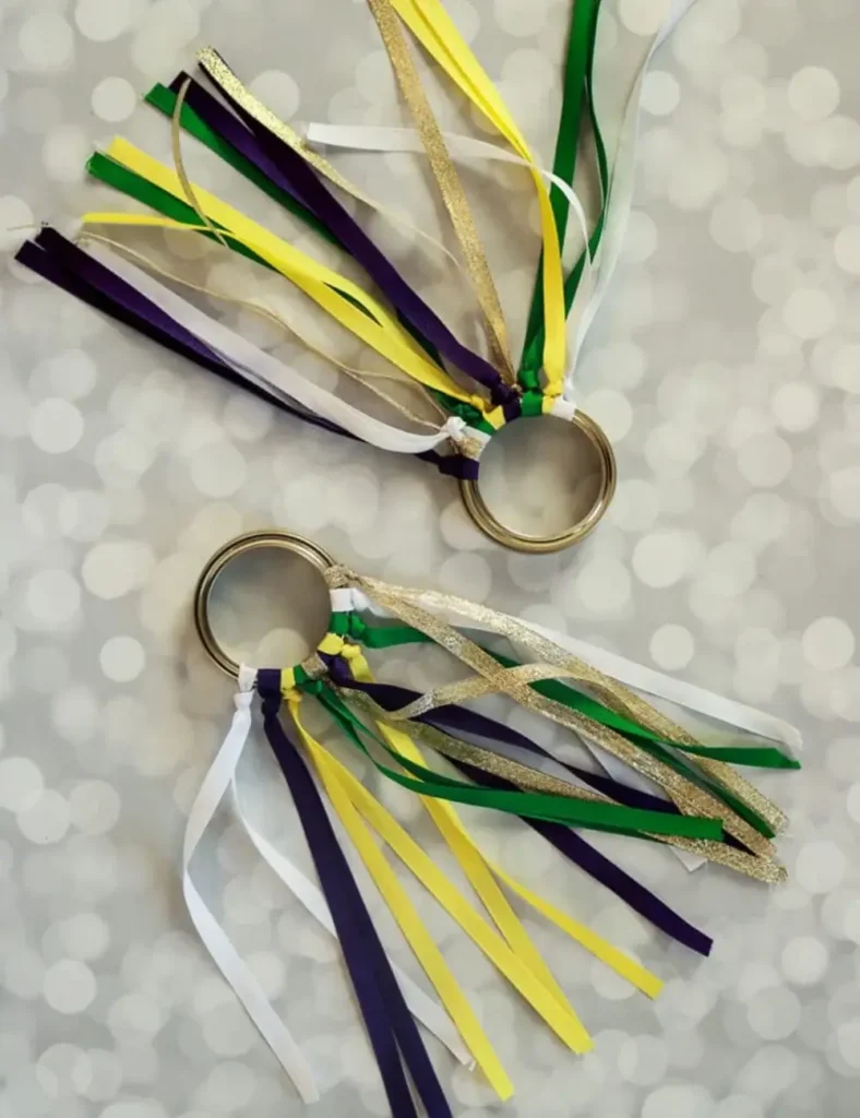 Mason Jar Lid Parade Streamers. mardi gras crafts for kids