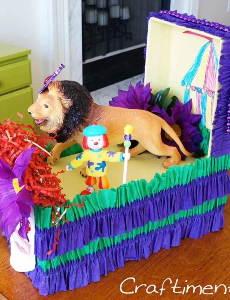 Miniature Mardi Gras Float from a Shoebox. mardi gras crafts for kids