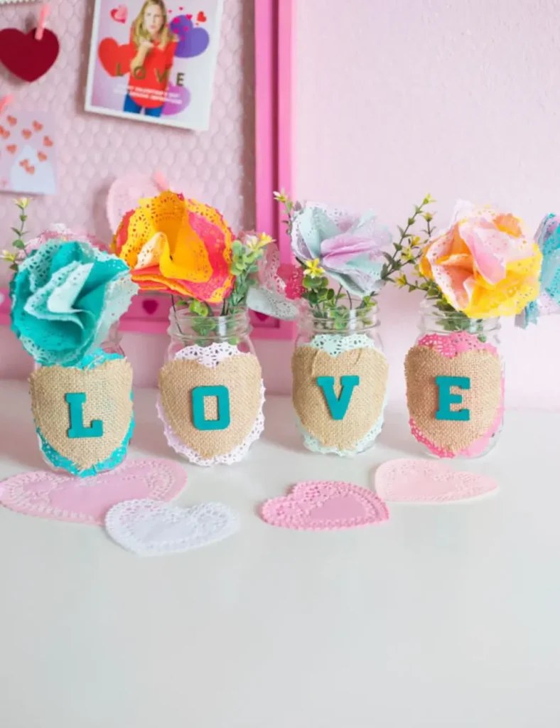 Valentine’s Day Mason Jar Bouquets