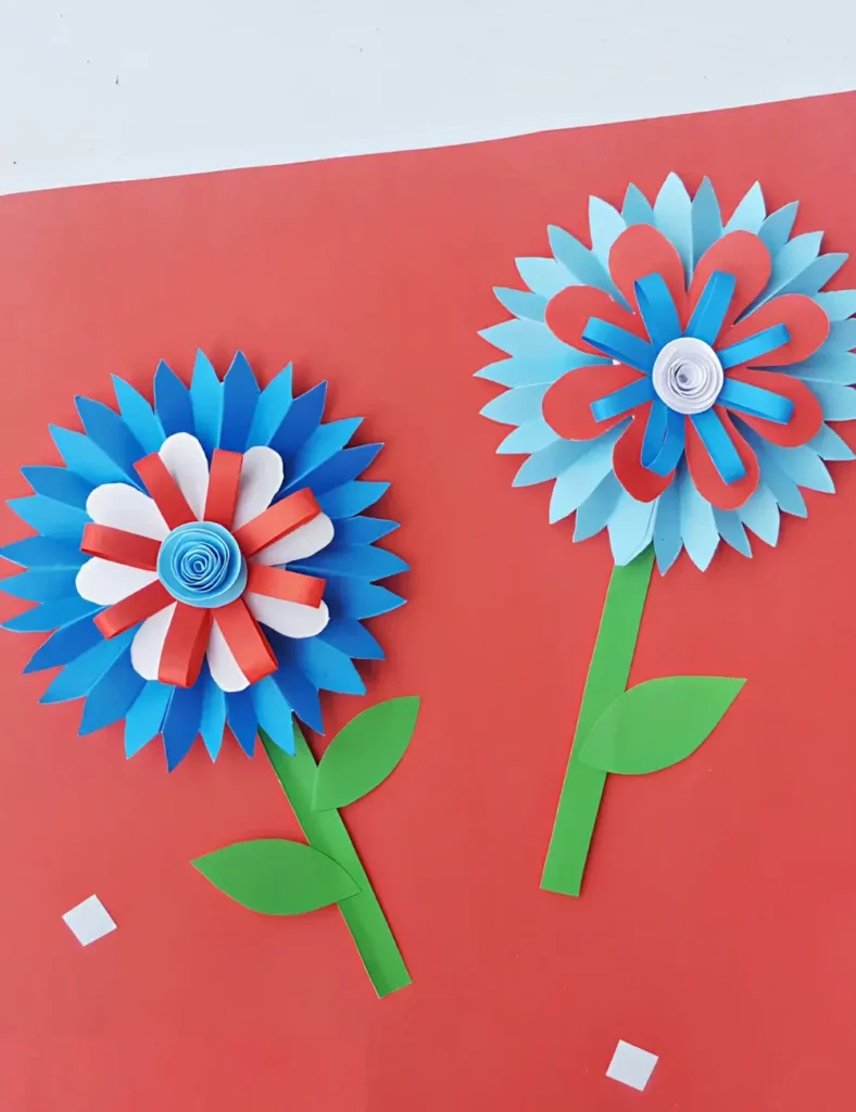 4th of July Paper Flower Craft for Kids