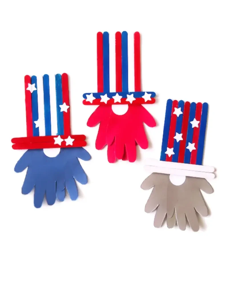 Craft Stick Handprint Patriotic Gnome Craft