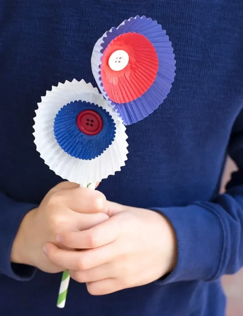 Patriotic Cupcake Liner Flowers