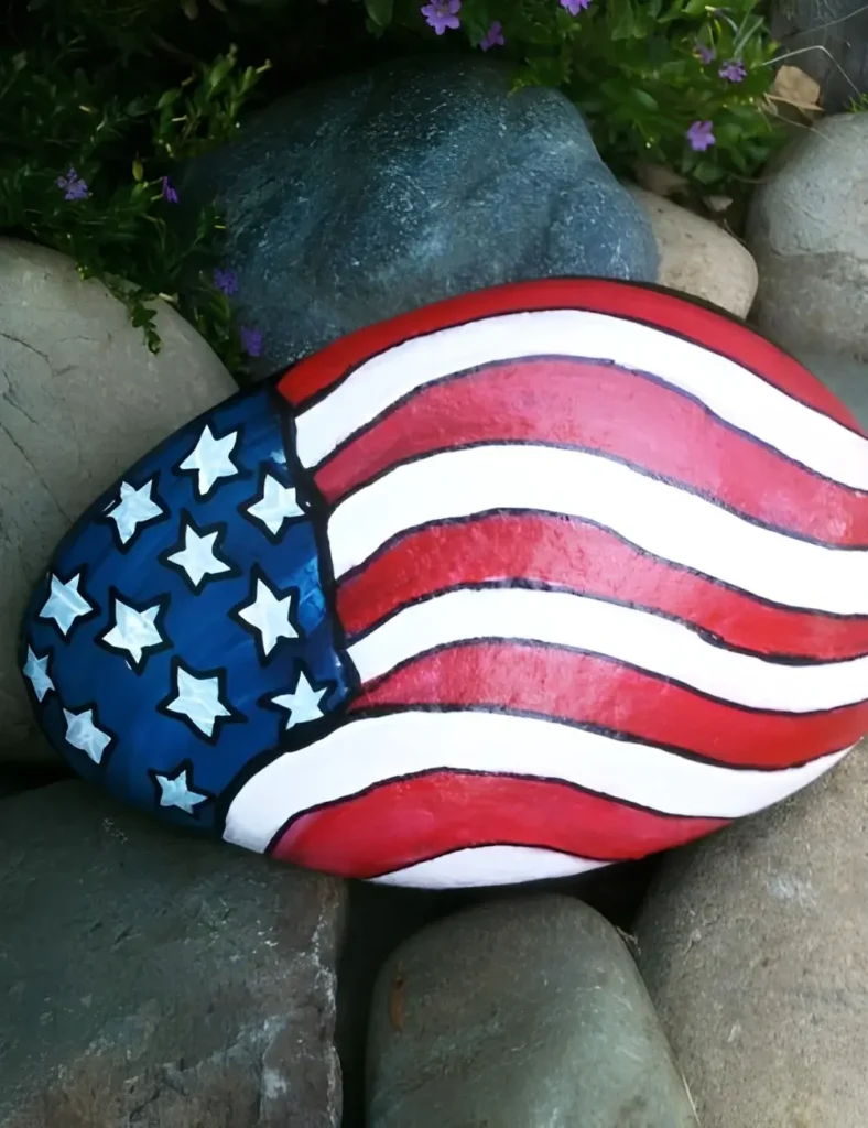 Patriotic Painted Pebble
