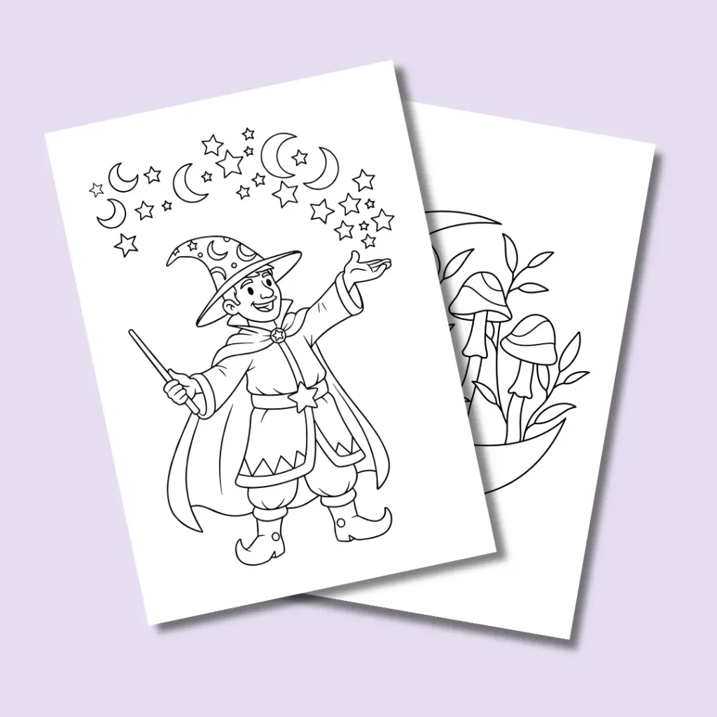 MAGIC & WIZARDS (SPELLS, POTIONS) Coloring Pages